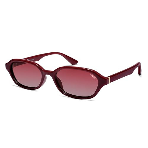 SOJOS Retro Rectangle Polarized Sunglasses for Women Men Trendy Hexagon Narrow Chic Y2K Sunnies SJ2629, Ancora Red Frame/Red Grading Lens | Amazon (US)
