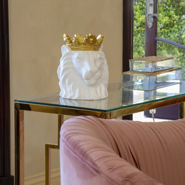 Giovani 9" Polyresin Royal Lion Sculpture - Statue with Gold Accent Crown - Decorative Lion Bust ... | Wayfair North America