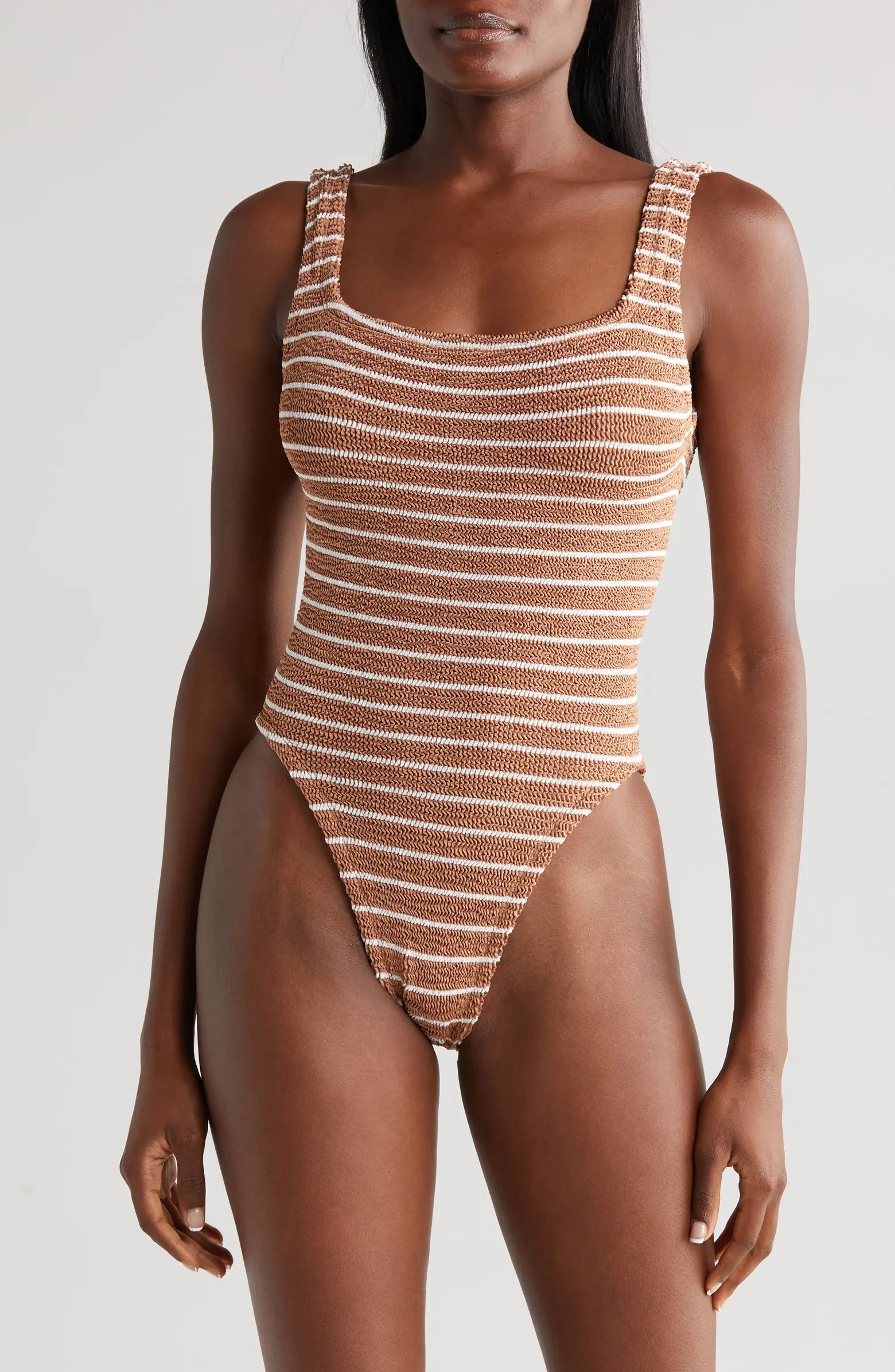 Textured Square Neck One-Piece Swimsuit | Nordstrom