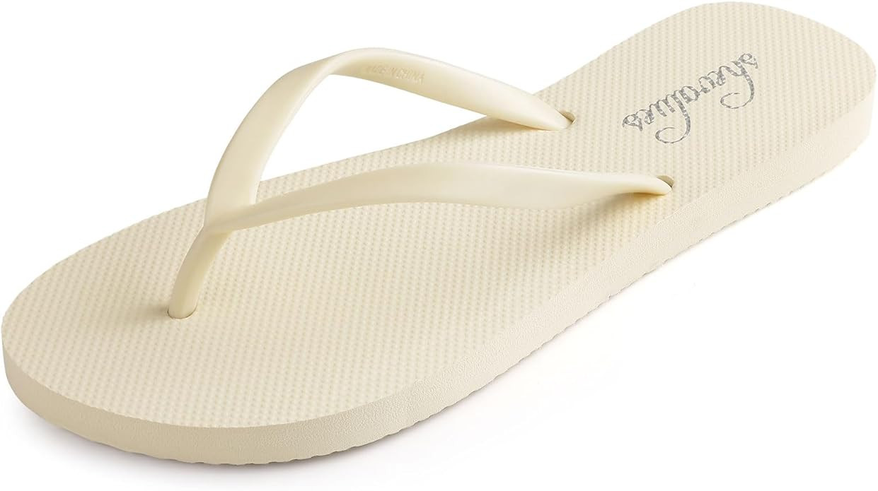 shevalues Slim Flip Flops for Women Beach Rubber Shower Shoes Basic Thong Sandals | Amazon (US)