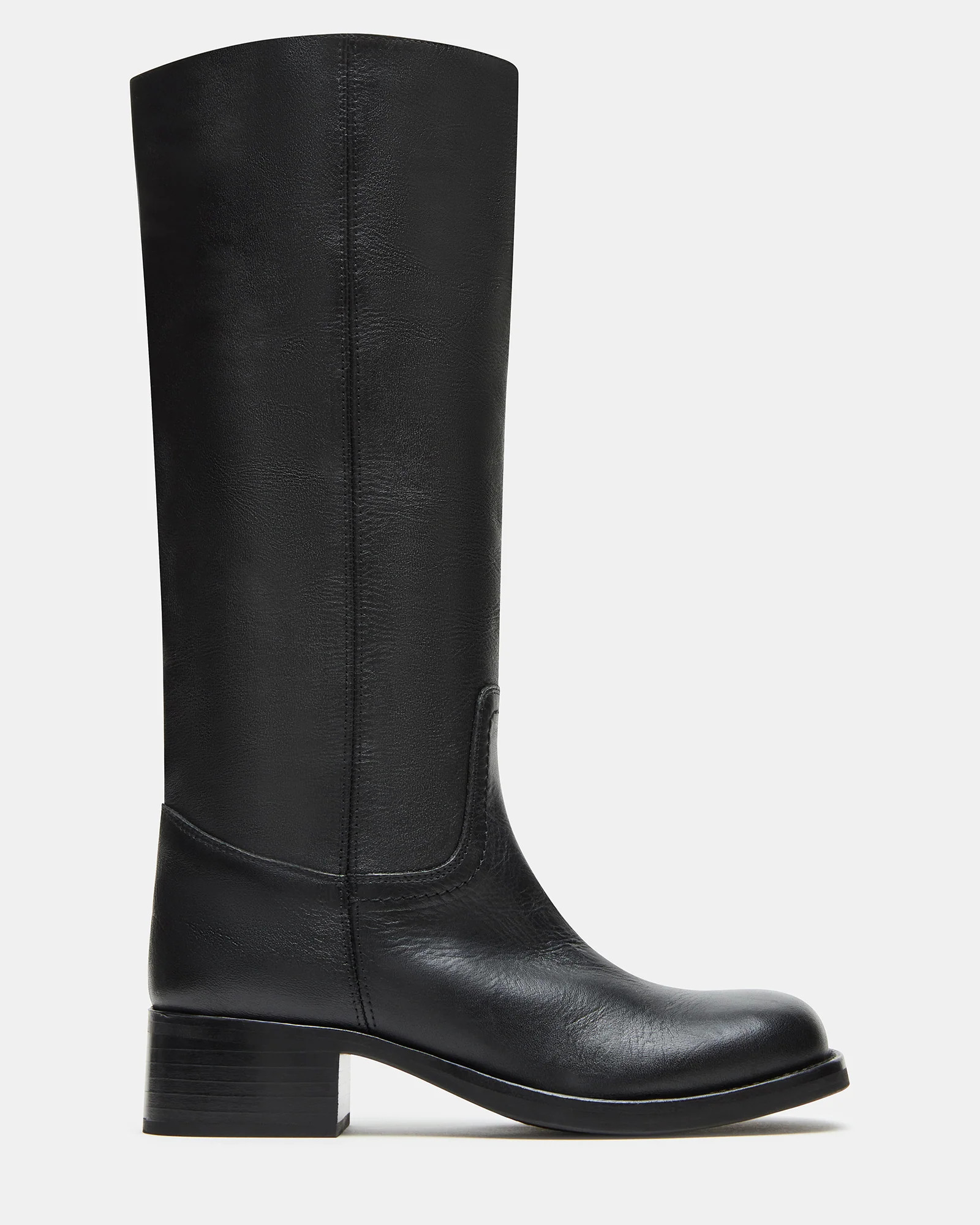 RIGGSS Black Leather Knee High Boot | Women's Designer Boots | Steve Madden (Canada)