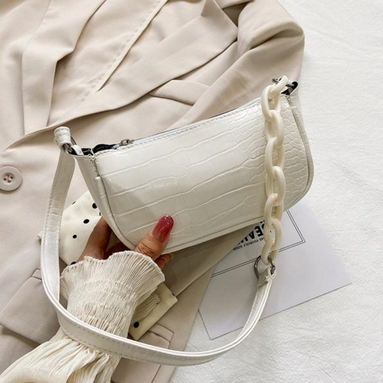 JANDEL Small Shoulder Bags for Women Mini Handbags with Croc Pattern,White | Walmart (US)