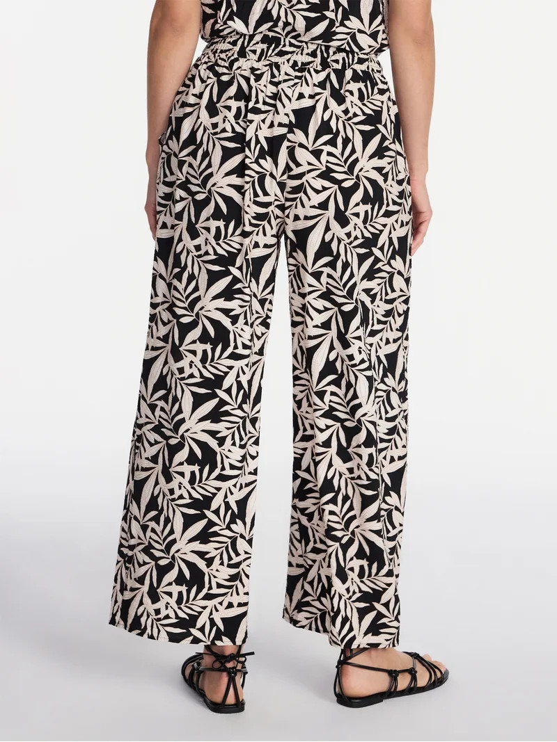 Time and Tru Women's Wide Leg Print Pants, Sizes XS-XXXL | Walmart (US)