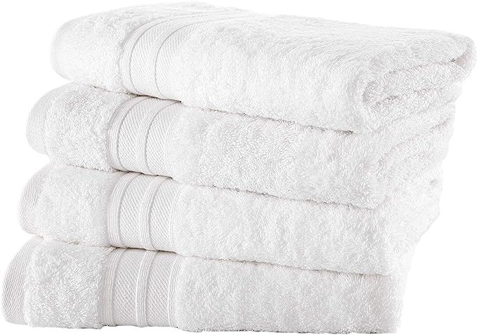 All Design Towels Quick-Dry 4 Pieces White Hand Towels - Highly Absorbent 100% Turkish Cotton - P... | Amazon (US)