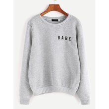 Light Grey Letter Print Sweatshirt | SHEIN