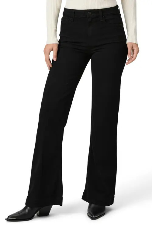 PAIGE Leenah High Waist Wide Leg Jeans in Black Shadow at Nordstrom, Size 31 | Nordstrom