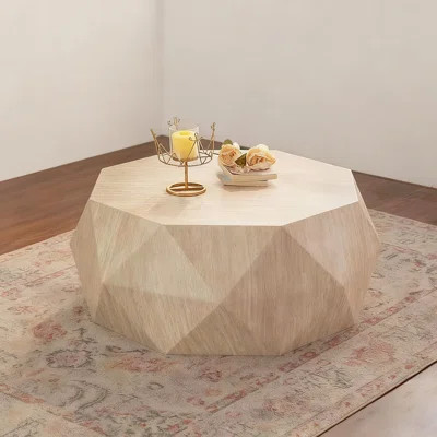 Modern Beige Manufactured Wood Round Coffee Table | Wayfair North America