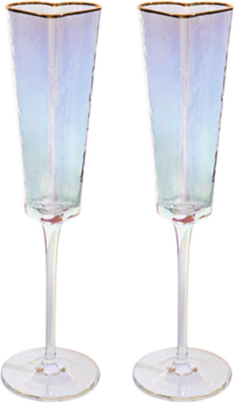 TANG SONG Set of 2 Heart Shaped Top of The Cup Elegant Wedding Champagne Glass Set for Parties We... | Amazon (US)