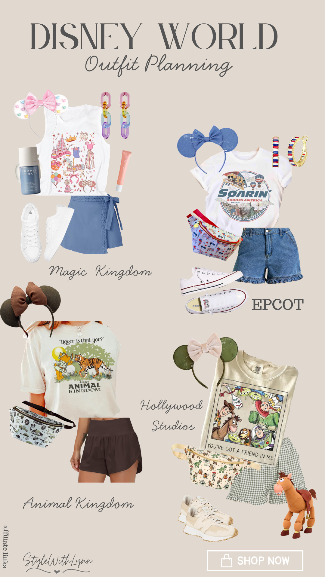 Planning Disney World outfits doesn't have to be stressful! ✨

I put together 4 Disney World outfit ideas, one for each park, so you can spend less time planning and more time making magical memories. 💕

🏰 Magic Kingdom: Classic, cute, and picture-perfect for castle photos.
🌐 EPCOT: Comfortable and stylish for walking around the World Showcase.
🌳 Animal Kingdom: Lightweight, breathable, and adventure-ready.
🎬 Hollywood Studios: Trendy, fun, and perfect for all your favorite attractions.

Whether you're planning a summer Disney vacation, a girls' trip, or a family getaway, these Disney World outfit ideas make packing easy while keeping you comfortable all day long.

Which park outfit is your favorite? Let me know below! 👇

✨ Shop all the looks through my LTK and follow for more Disney World outfit inspiration, Disney fashion finds, and park-ready style tips!

#DisneyWorldOutfits #DisneyStyle #DisneyFashion #MagicKingdomStyle #EpcotOutfit #AnimalKingdomOutfit #HollywoodStudiosStyle #DisneyVacation #DisneyTripPlanning #DisneyMom #DisneyInfluencer #DisneyBound #DisneyOOTD #DisneyWorldTips #LTKStyle 

 #LTKootd #LTKmomlife #LTKTravel