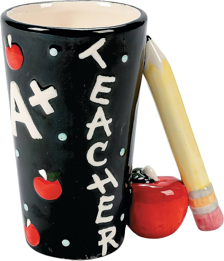 Fun Express A+ Teacher Mug with Pencil Handle - Ceramic - Teacher Gift and Classroom Supplies | Amazon (US)