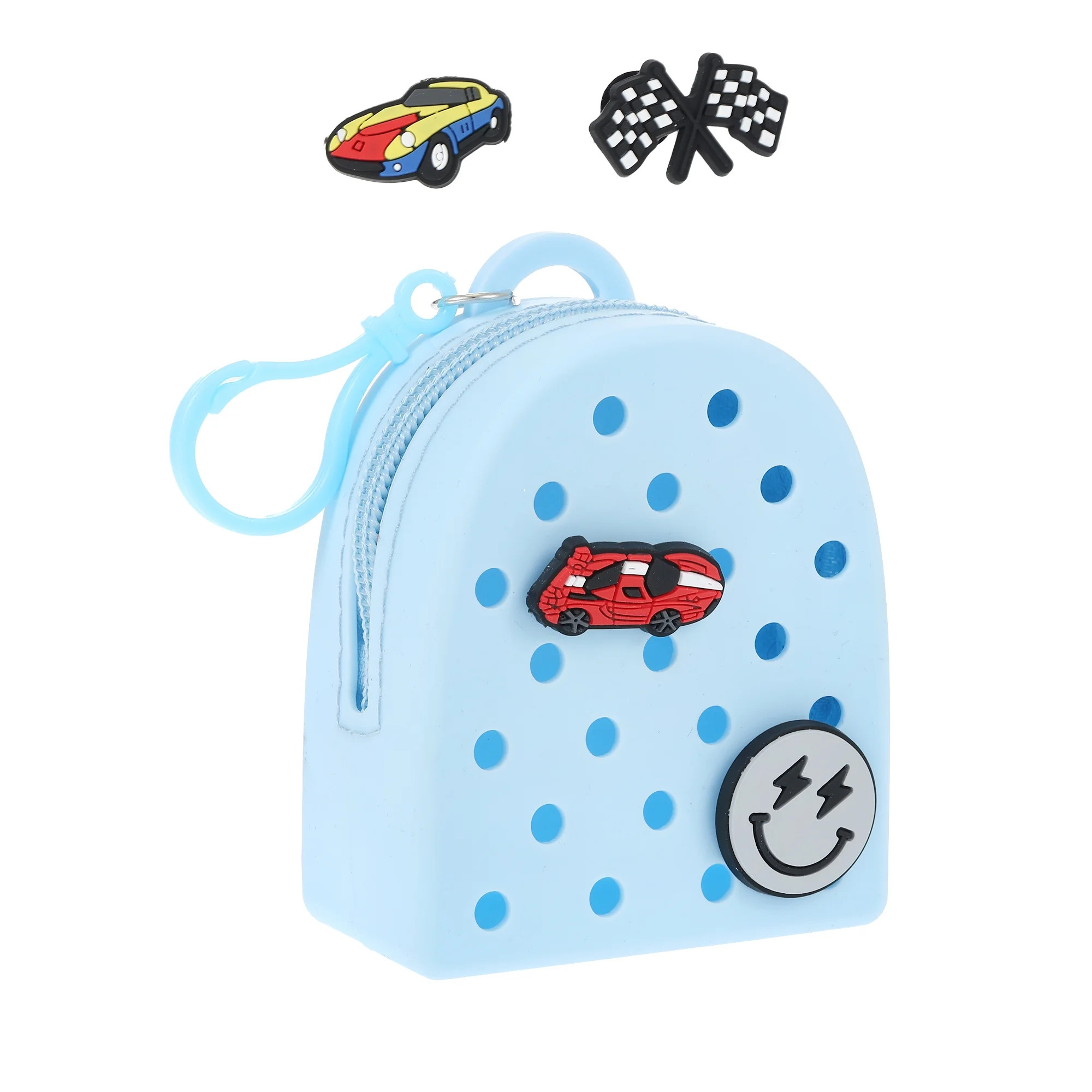 Wonder Nation Silicone Mini Backpack Bag Clip/Pouch for Kids with Interchangeable Charms, Blue, 5... | Walmart (US)