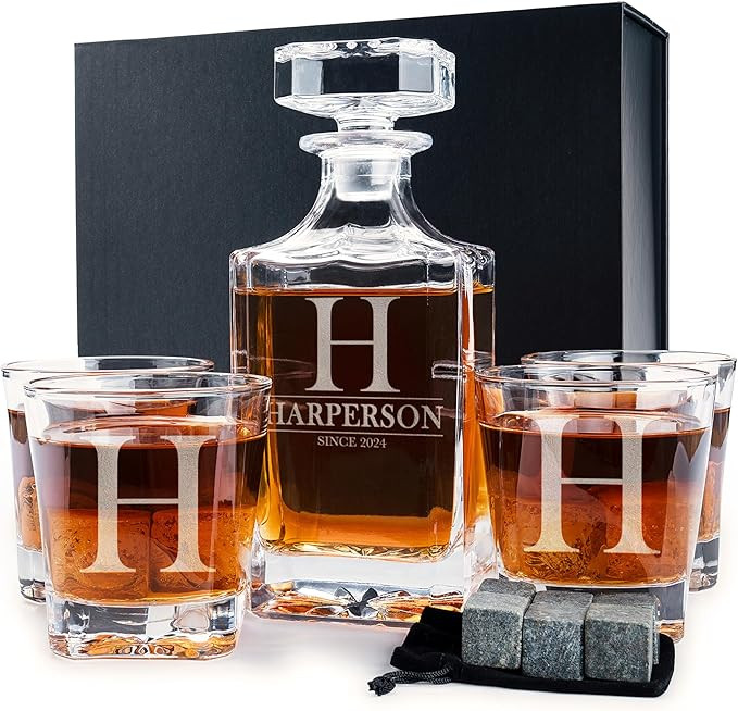 Personalized 5 pc Whiskey Decanter Set - 9 Design Options - Limited Edition, Custom Liquor Decant... | Amazon (US)