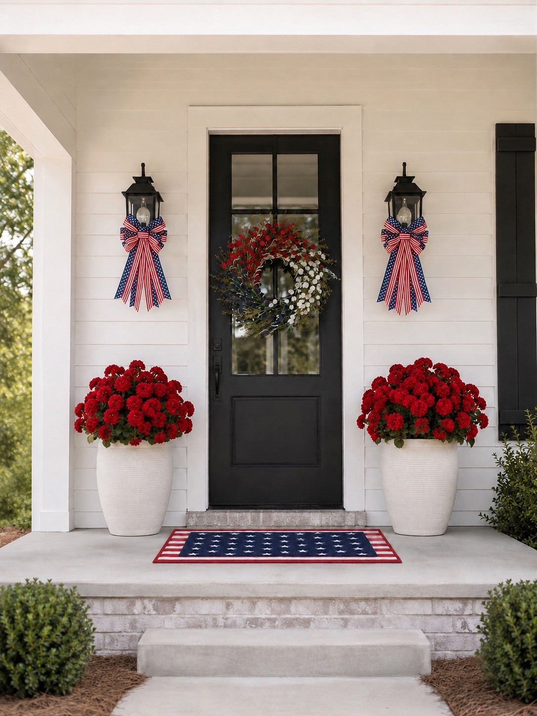 Patriotic Amazon Porch Decor Finds 🇺🇸

Simple patriotic touches can make such a big impact on a front porch. From the oversized bows and festive wreath to the flag-inspired doormat and vibrant red florals, these Amazon finds create the prettiest red, white, and blue welcome for summer hosting and Memorial Day weekend. ❤️🤍💙

Follow @farmtotablecreations on Instagram for more porch and patio inspiration.

#amazonhome #porchdecor #patrioticdecor #frontporch #summerdecor

patriotic porch decor | memorial day decor | 4th of july porch | patriotic bows | americana decor | front porch inspiration | amazon home finds | patriotic wreath | red white and blue decor | porch styling | summer porch decor | front door decor | patriotic doormat | outdoor planters | red geraniums | porch refresh | cottage porch | farmhouse porch | amazon decor finds | outdoor decor | seasonal porch | patriotic home decor | summer decorating | entryway inspiration | porch ideas

#LTKHome #LTKSeasonal #LTKSaleAlert