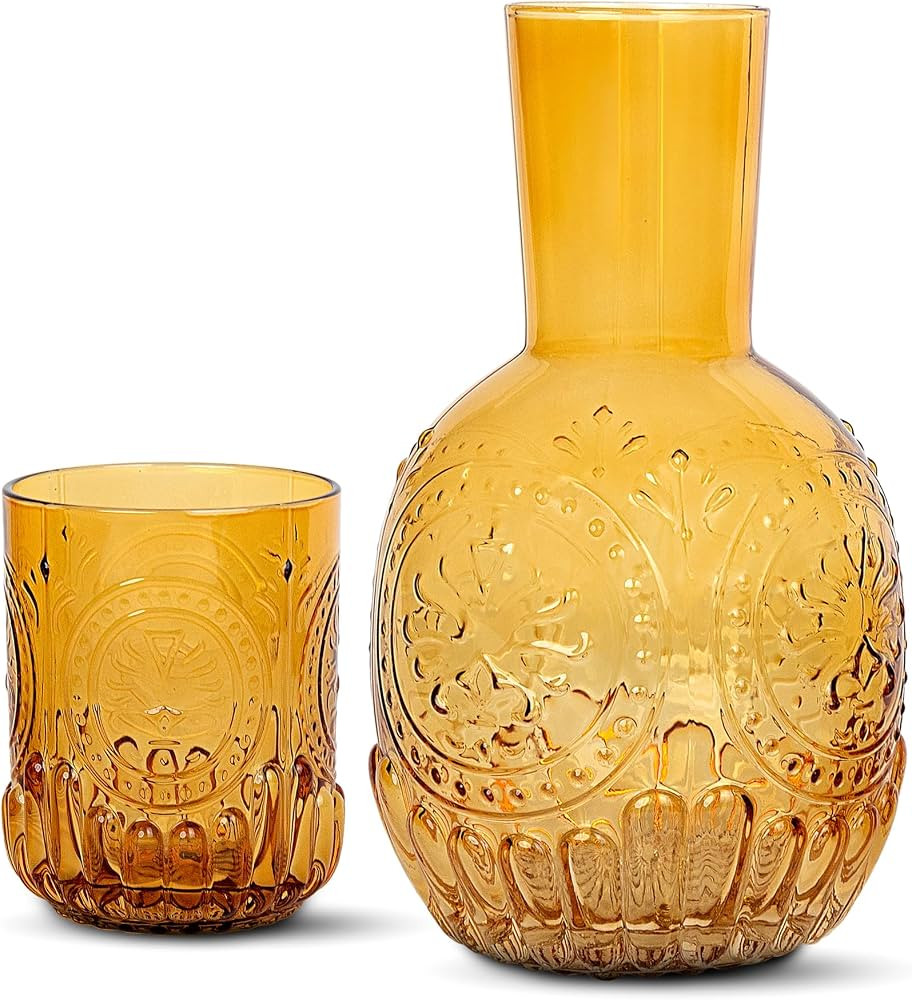 elle decor 2 Pc Carafe Set | Bedside Night Water Carafe | Glass Pitcher and Cup that Doubles as a... | Amazon (US)