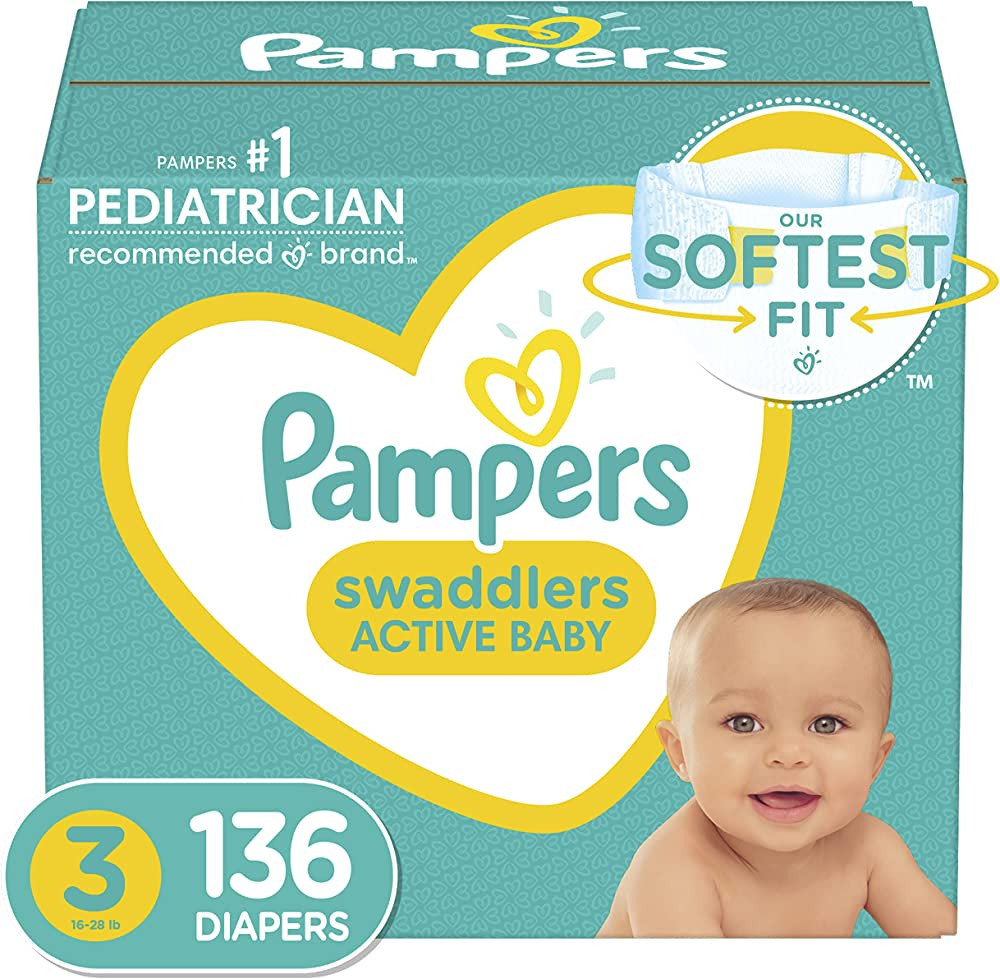 Pampers Swaddlers Active Baby Diaper Size 3 136 Count | Amazon (US)