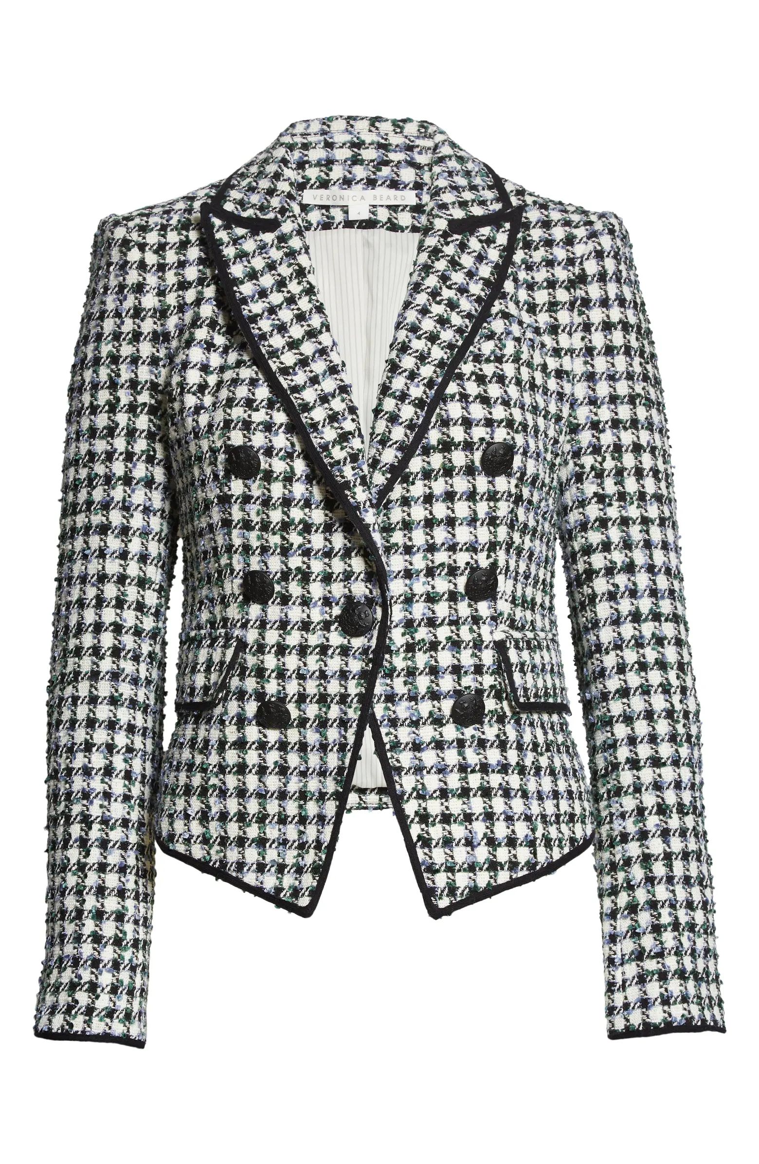 Diego Metallic Check Cotton Blend Tweed Dickey Jacket | Nordstrom