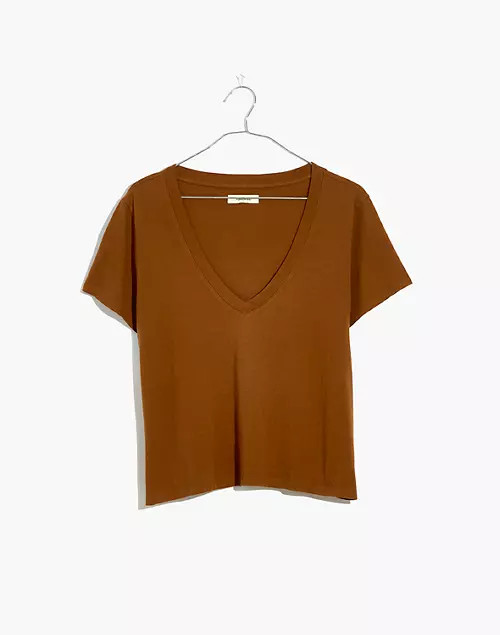 Softfade Cotton V-Neck Crop Tee | Madewell