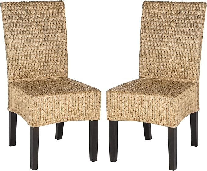 Safavieh Home Collection Luz Natural Wicker Dining Chair (Set of 2), 18", Brown | Amazon (US)