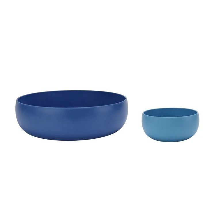 Mainstays by Becky G. & Alejandra Bamboo Melamine Serving Bowl & Dip Bowl, Blue | Walmart (US)