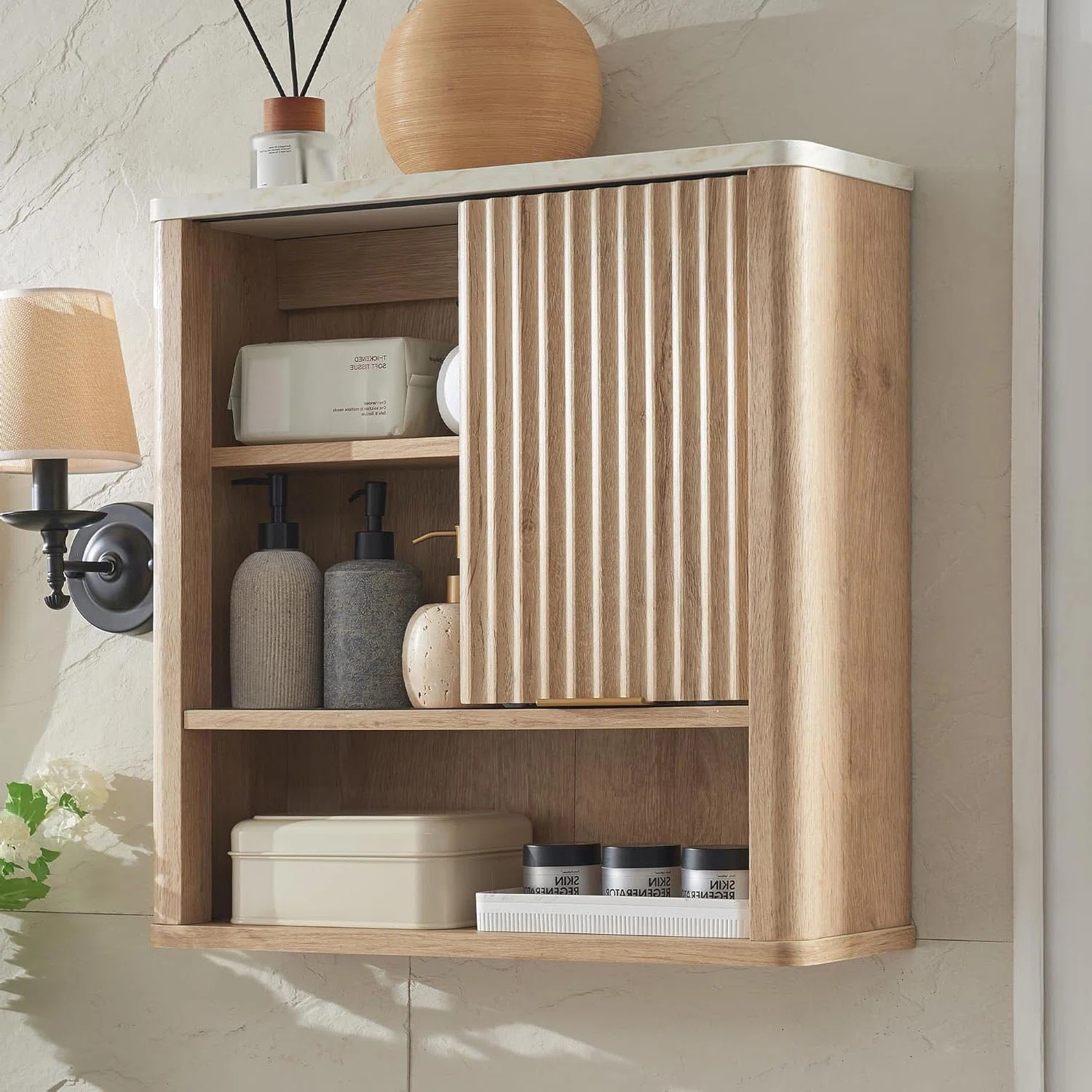 Ansa Wall Bathroom Cabinet, Bathroom Storage Cabinet Wall Mount With Sliding Barn Door And 1 Open... | Wayfair North America