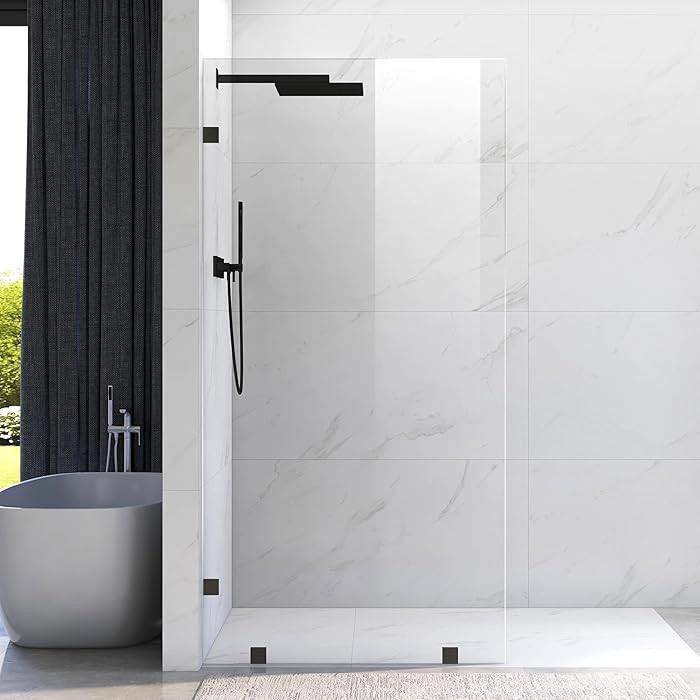 47" W ×80" H Shower Glass Panel, Frameless Fixed Glass Shower Panel with Clamps, 3/8" (10mm) Thi... | Amazon (US)