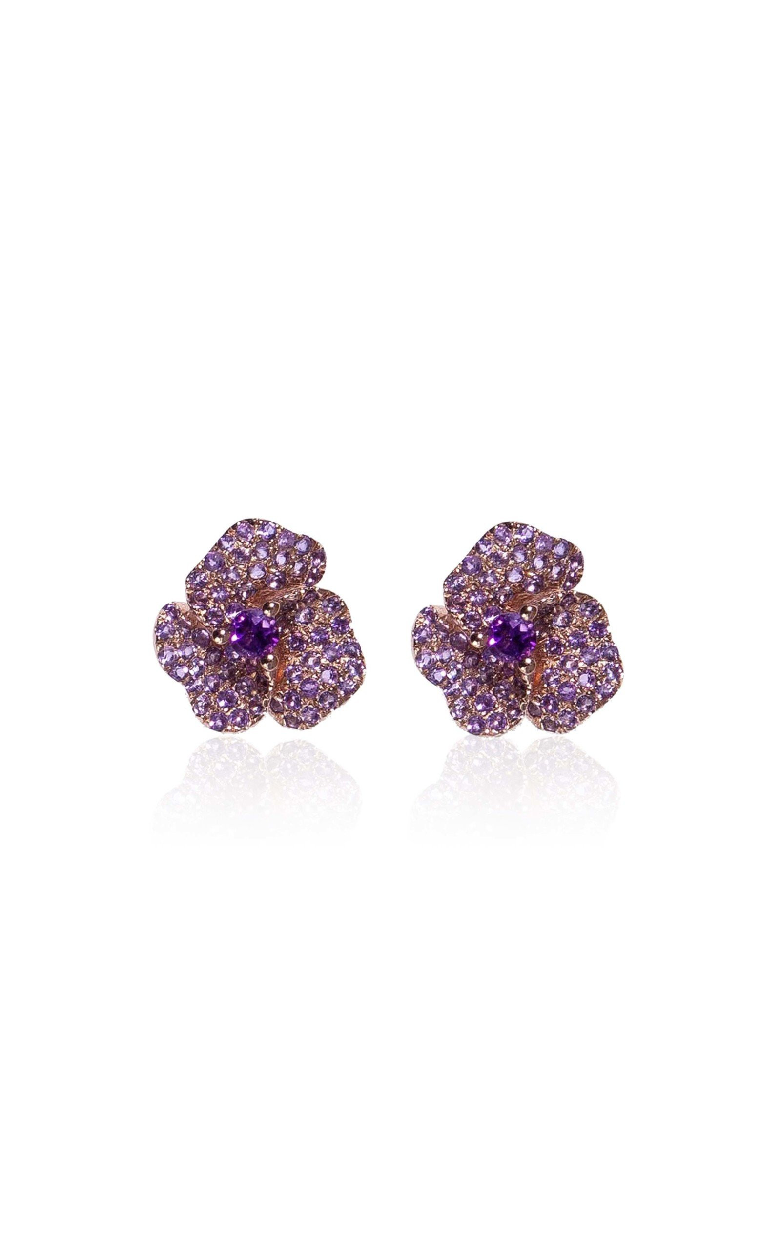 Bloom 18K Rose Gold Amethyst Mini Flower Earrings | Moda Operandi (Global)