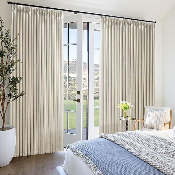100 Inch Wide Pinch Pleated Extra Wide Curtain Panels 90 Inches Long for Patio Sliding Glass Door... | Amazon (US)