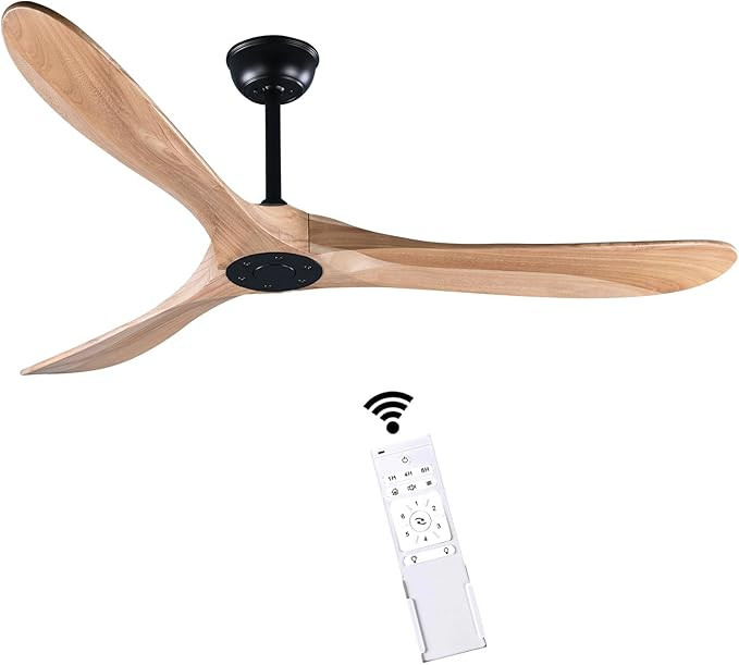 60" Wood Ceiling Fan with Remote Control, DC Motor Ceiling Fan without Lights for Indoor/Outdoor ... | Amazon (US)