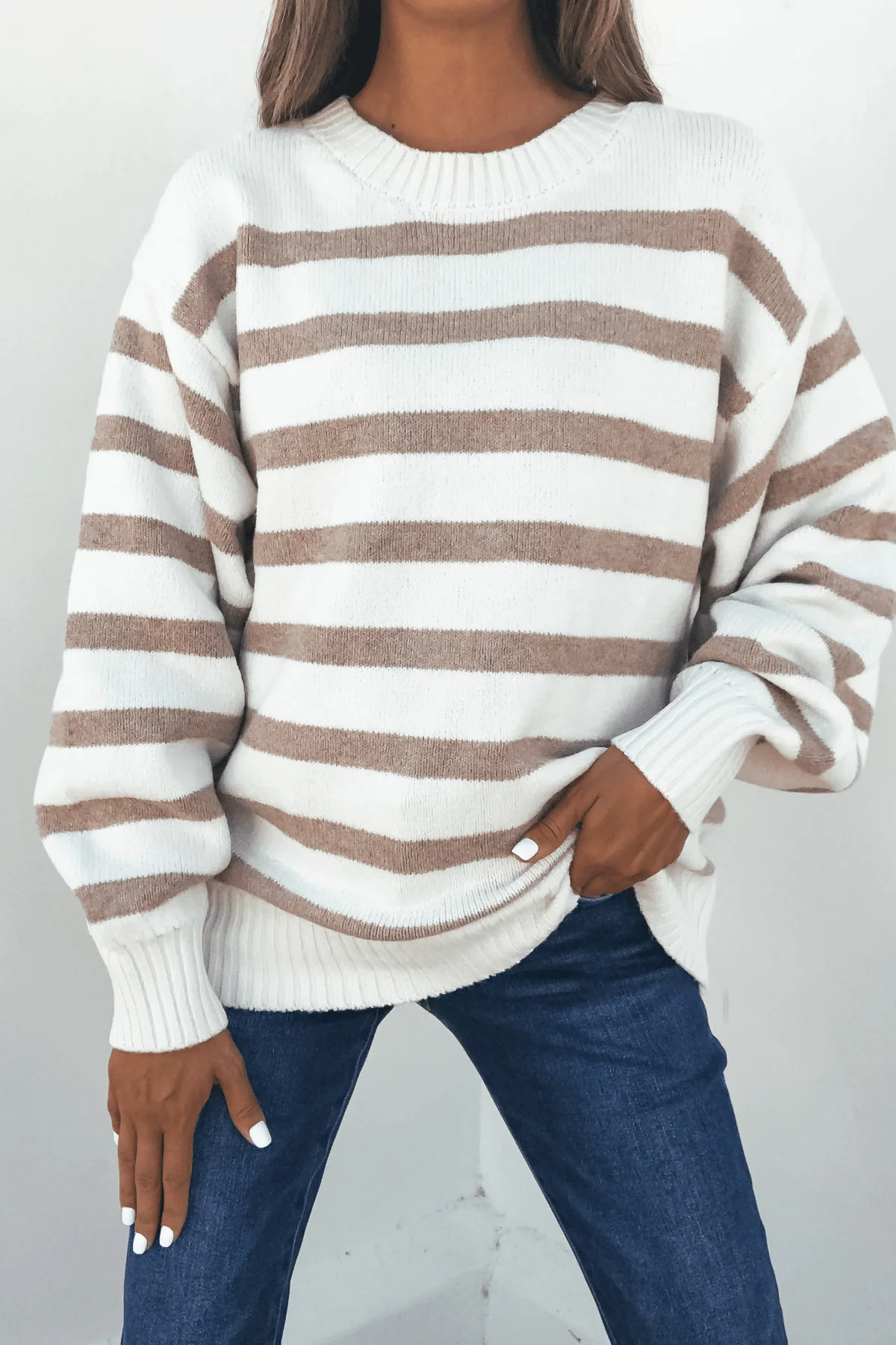 Willow Cream Stripe Ribbed Sweater | Magnolia Boutique
