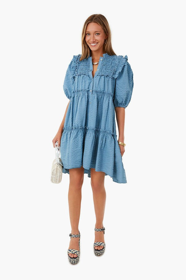 Blue Sevyn Solid Seersucker Button Down Dress | Tuckernuck (US)