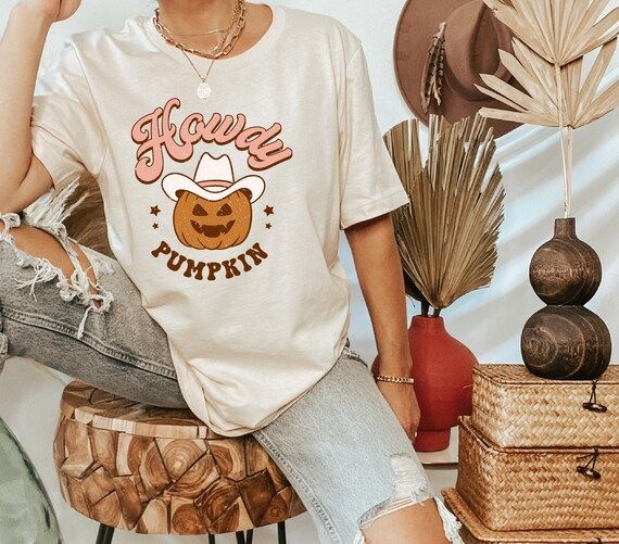 Pumpkin Western Shirt Fall Shirt Cowgirl Pumpkin Tee Cute - Etsy | Etsy (US)