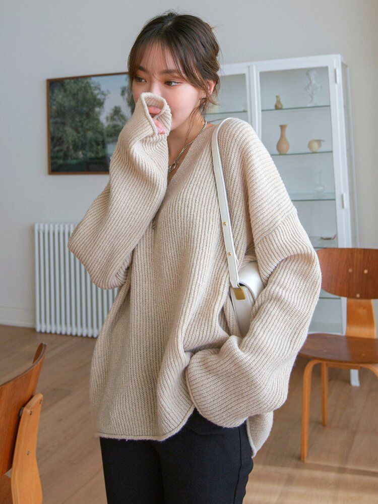 DAZY Drop Shoulder Ribbed Knit Sweater | SHEIN
