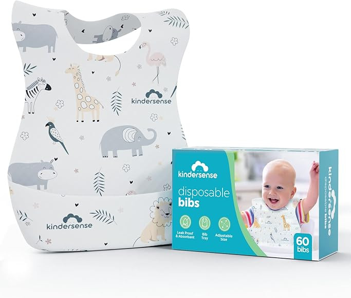 KinderSense® Disposable Baby Bibs for Feeding and Drooling (60 Count) – Travel Bibs for Baby T... | Amazon (US)