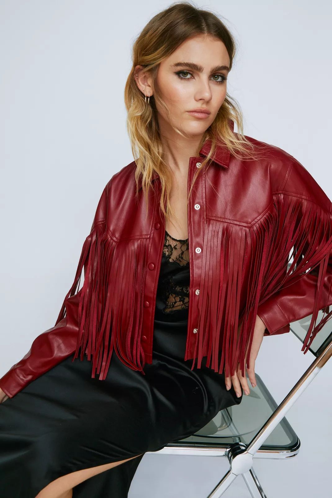 Faux Leather Fringed Western Jacket | Nasty Gal (US)