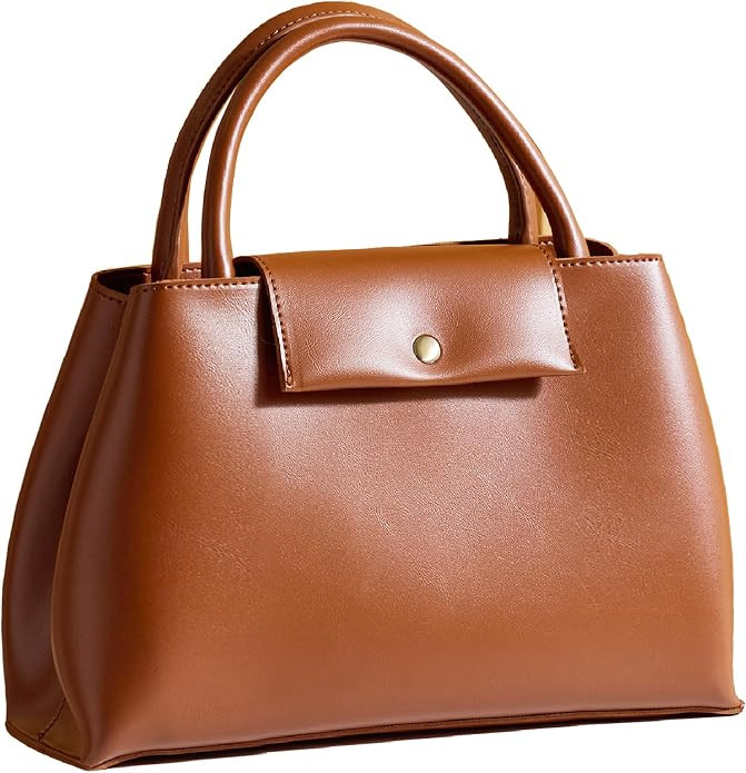 Vegan Leather Small Tote For Women Vintage Top Handle Satchel Purse Shopping Bag Simple Shoulder ... | Amazon (US)