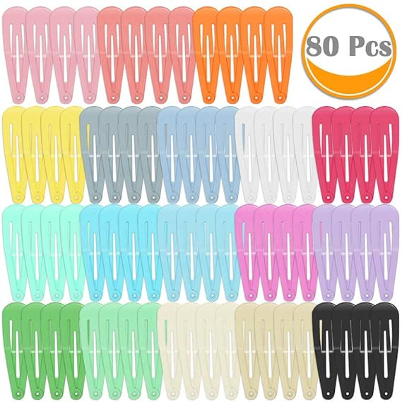 Anezus 80 Pcs 2 Inch Snap Hair Clips Non-Slip Metal Barrettes | Amazon (US)