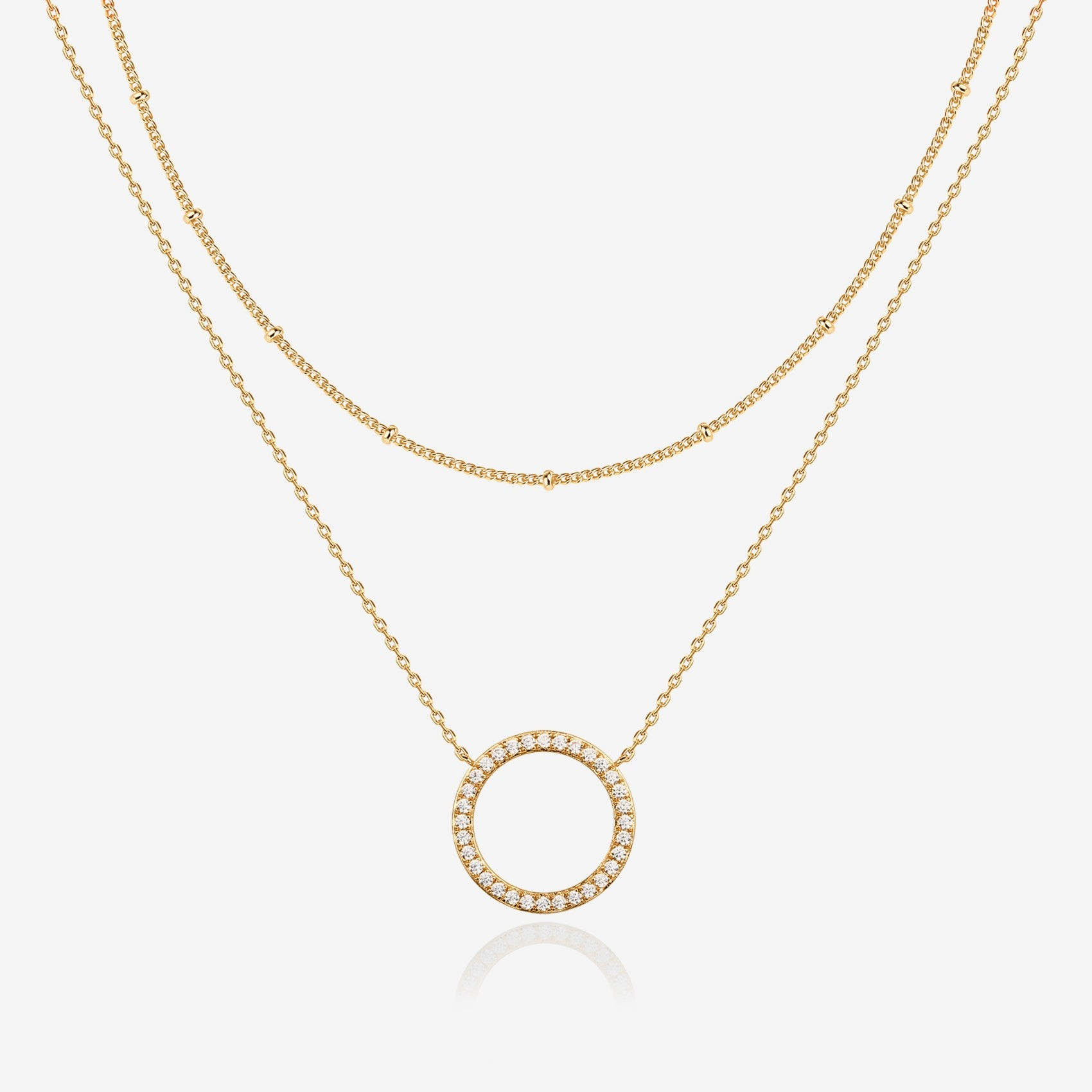 Layered Open Circle Pendant Necklace â Yellow Gold | PAVOI