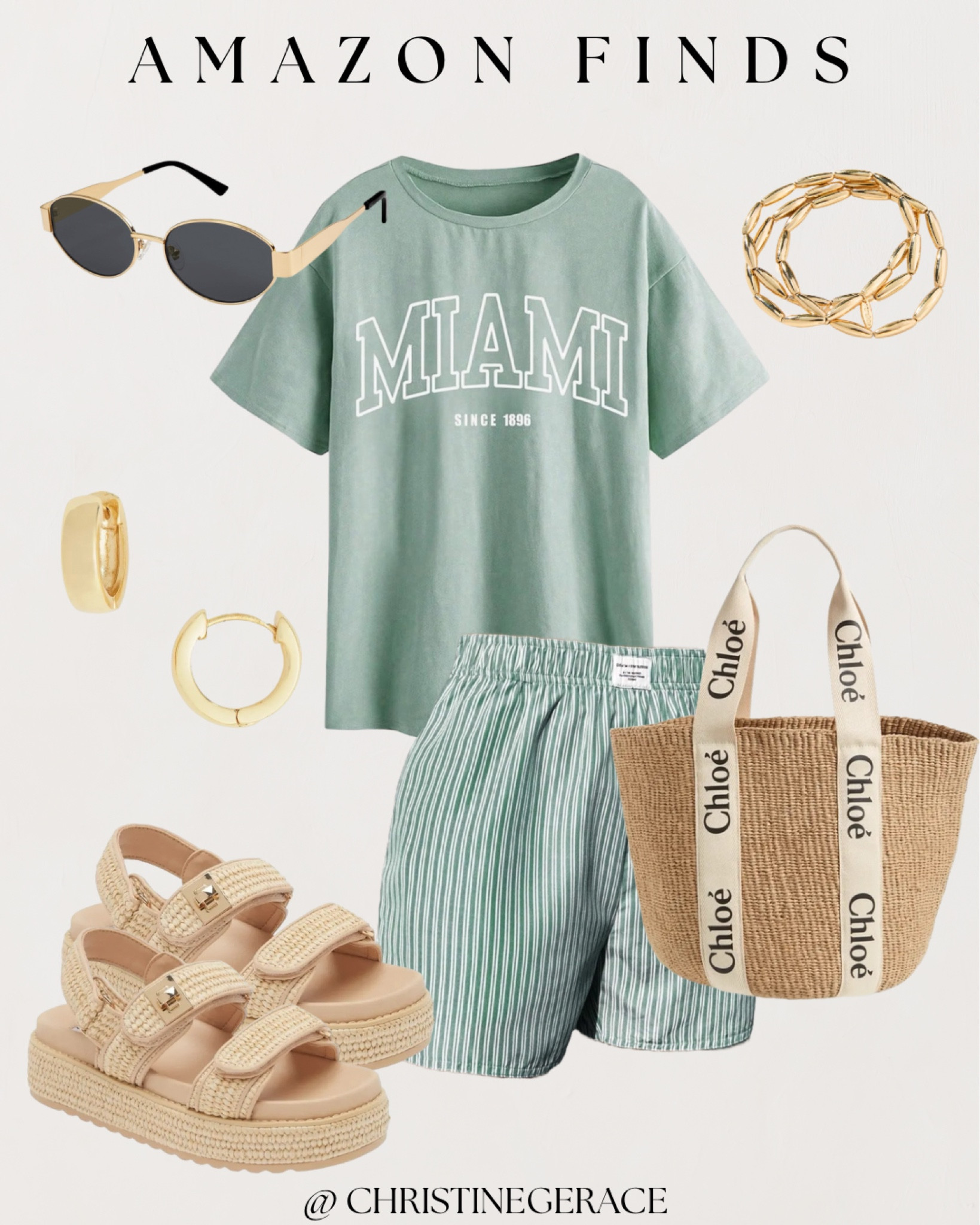 Amazon Summer outfit finds ! 

Casual outfit, summer outfit, sandals, boxer shorts, t shirt, sunglasses, earrings, bracelets 

#LTKxNSale #LTKStyleTip #LTKSummerSales