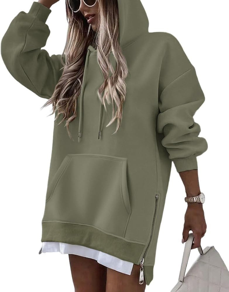 CHICME Womens Oversized Long Hoodie Dress 2025 Fall Outfits Comfrt Pullover Sweatshirt Winter Clo... | Amazon (US)