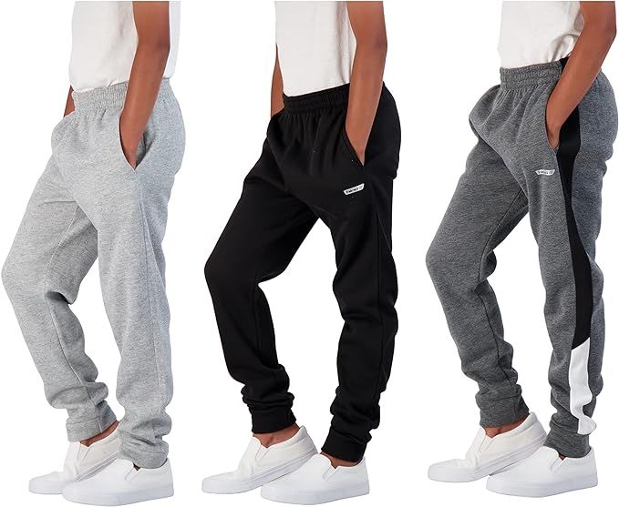 Hind Boys 3-Pack Fleece and Tricot Jogger Sweatpants with Pockets for Athletic & Casual Wear | Amazon (US)