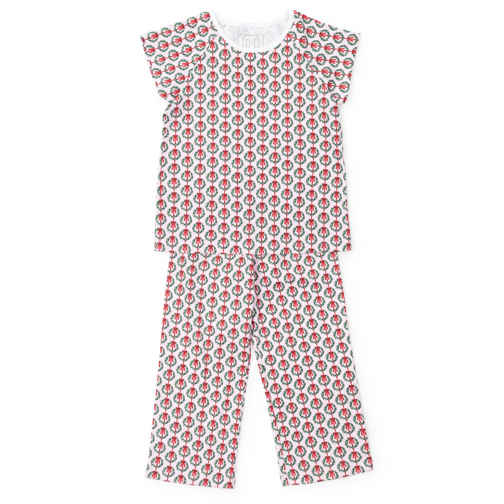 Merrick Girls' Pant Set - Pink Wreaths | Lila and Hayes