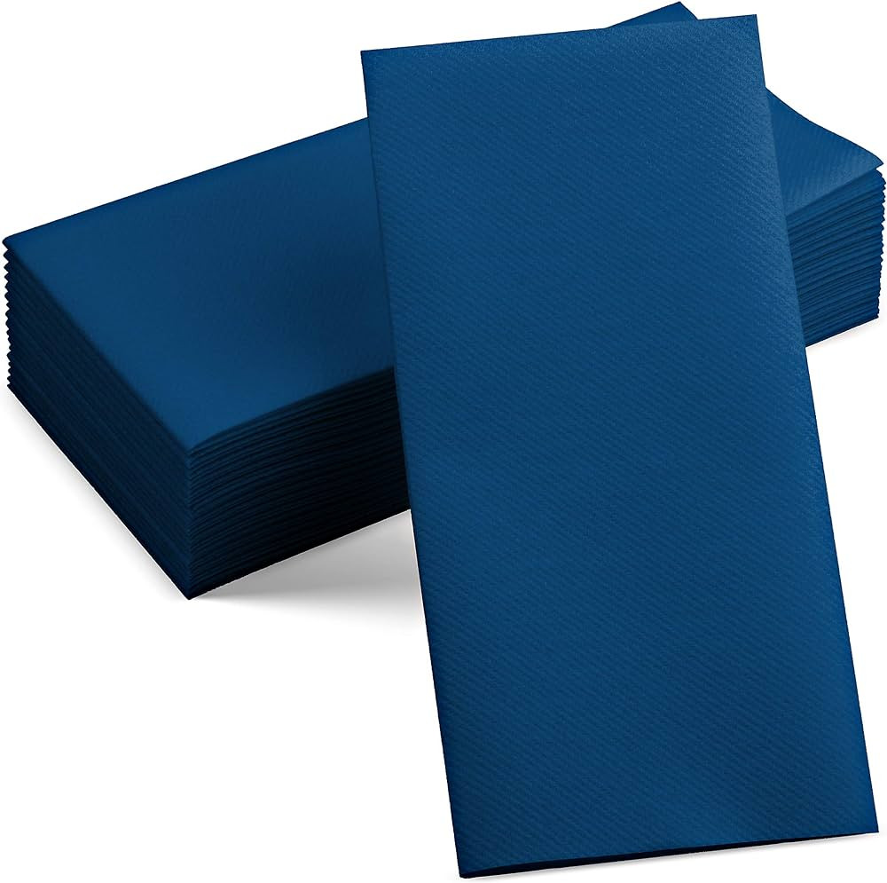 100 Linen-Feel Colored Paper Napkins - Decorative Cloth-Like Dark Blue Dinner Napkins - Soft And ... | Amazon (US)