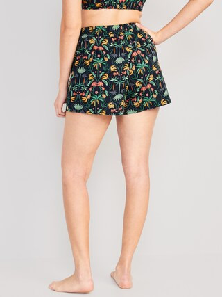 High-Waisted Printed Poplin Pajama Shorts for Women -- 3.5-inch inseam | Old Navy (US)