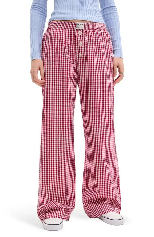 BDG Urban Outfitters Gingham Check Straight Leg Pants in Red Check at Nordstrom, Size X-Small | Nordstrom