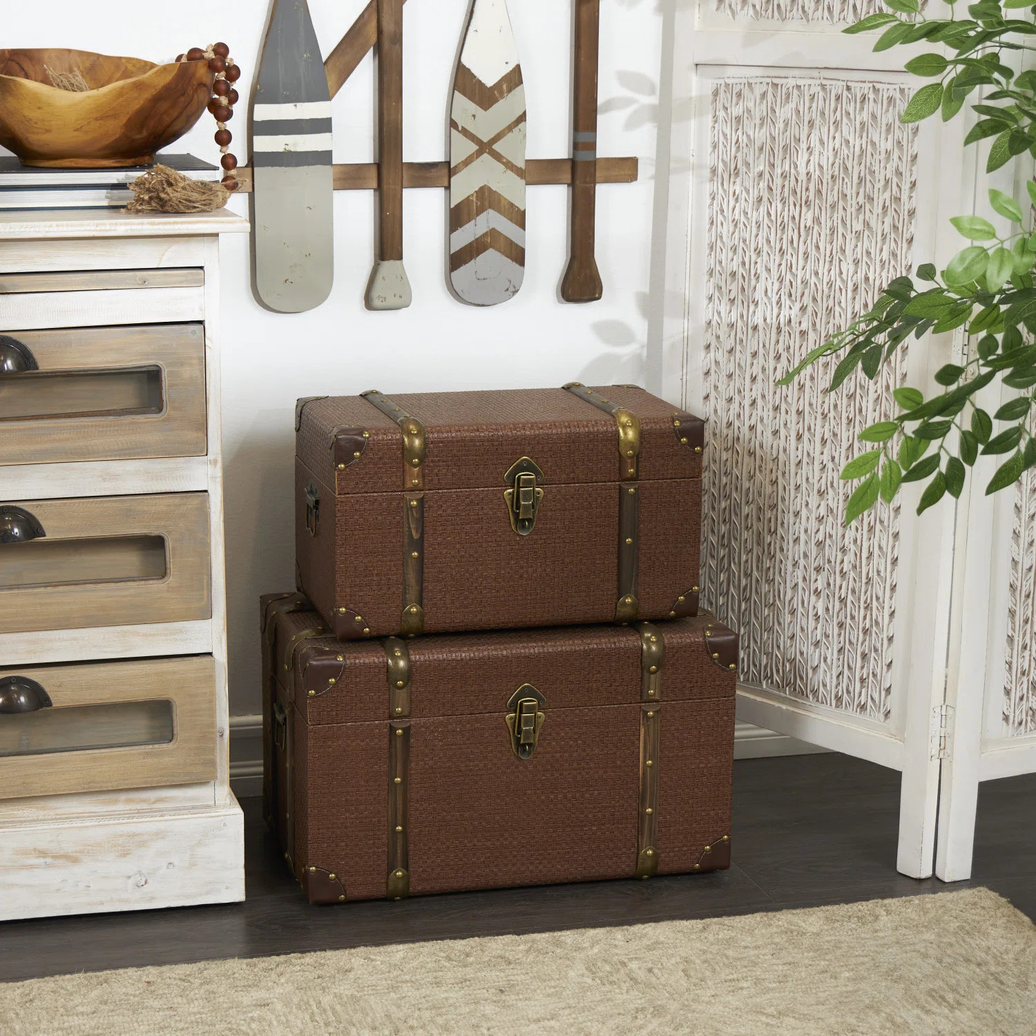 Chinedum 2 Piece Plastic Vintage Trunk | Wayfair North America