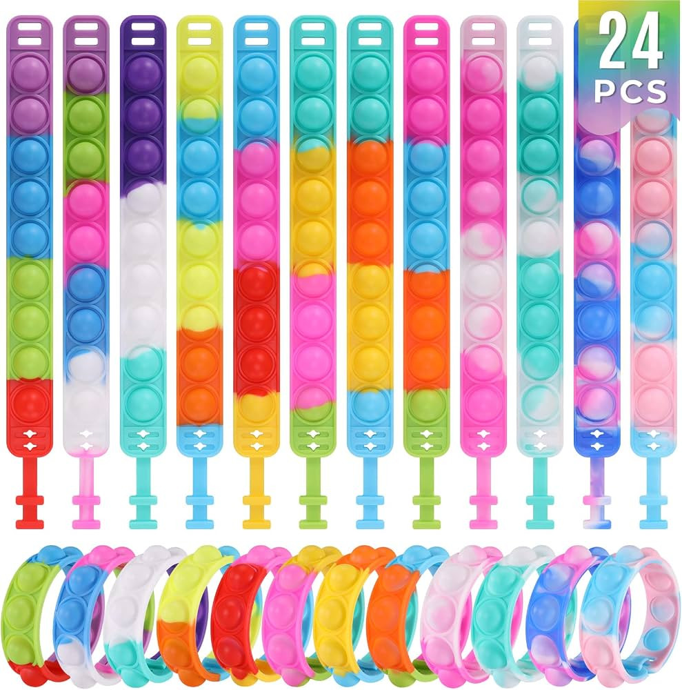 Kids Party Favors Pop Fidget Toys Bulk Its 24 Packs Fidget Bracelet It Birthday Party Favors for Kids Goodie Bags Stuffers Classroom Prizes Bubble Poppers Toddlers Toy for Students Girls Boys Cheap | Amazon (US)