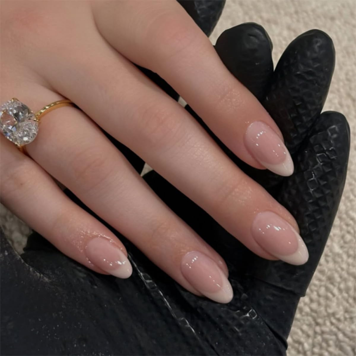 Naked French Tip Press on Nails Short Almond Fake Nails | Soft French Tip Nails Press ons, Elegan... | Amazon (US)