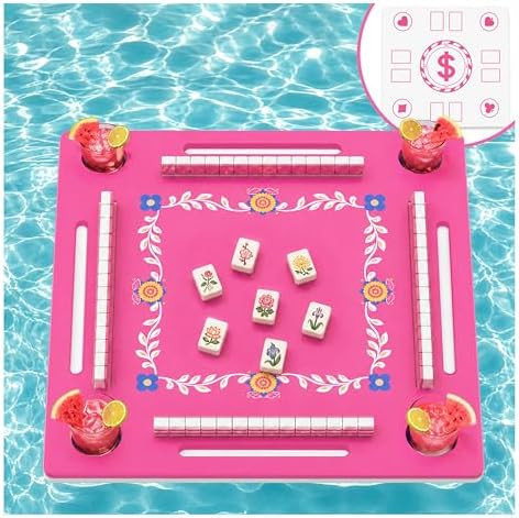 Floating Mahjong Table for Pool 32 in NO Harsh Smell Double-Sided Printed Playing Cards and Mahjo... | Amazon (US)