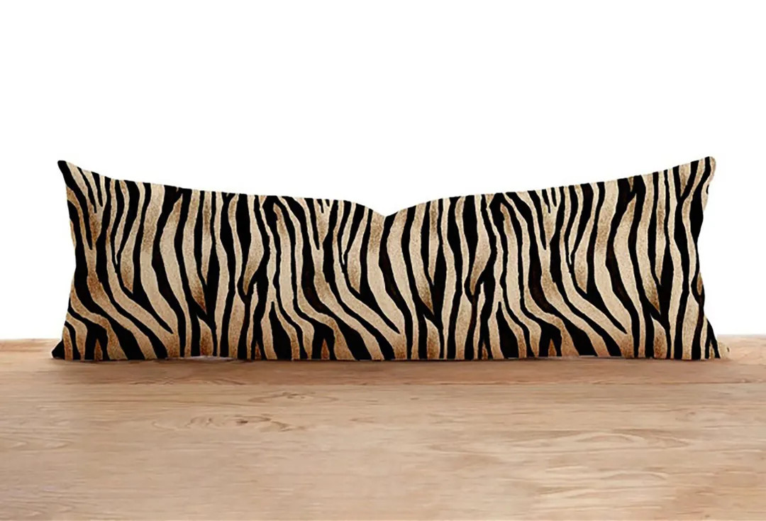Zebra Skin Print Oversized Lumbar Pillow Cover, Geometric Bolster Pillowcase, Animal Print Bolste... | Etsy (US)