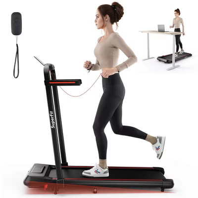 Superfit 2 in 1 Folding Treadmill with Incline Remote Control APP and LED Display Red | Target